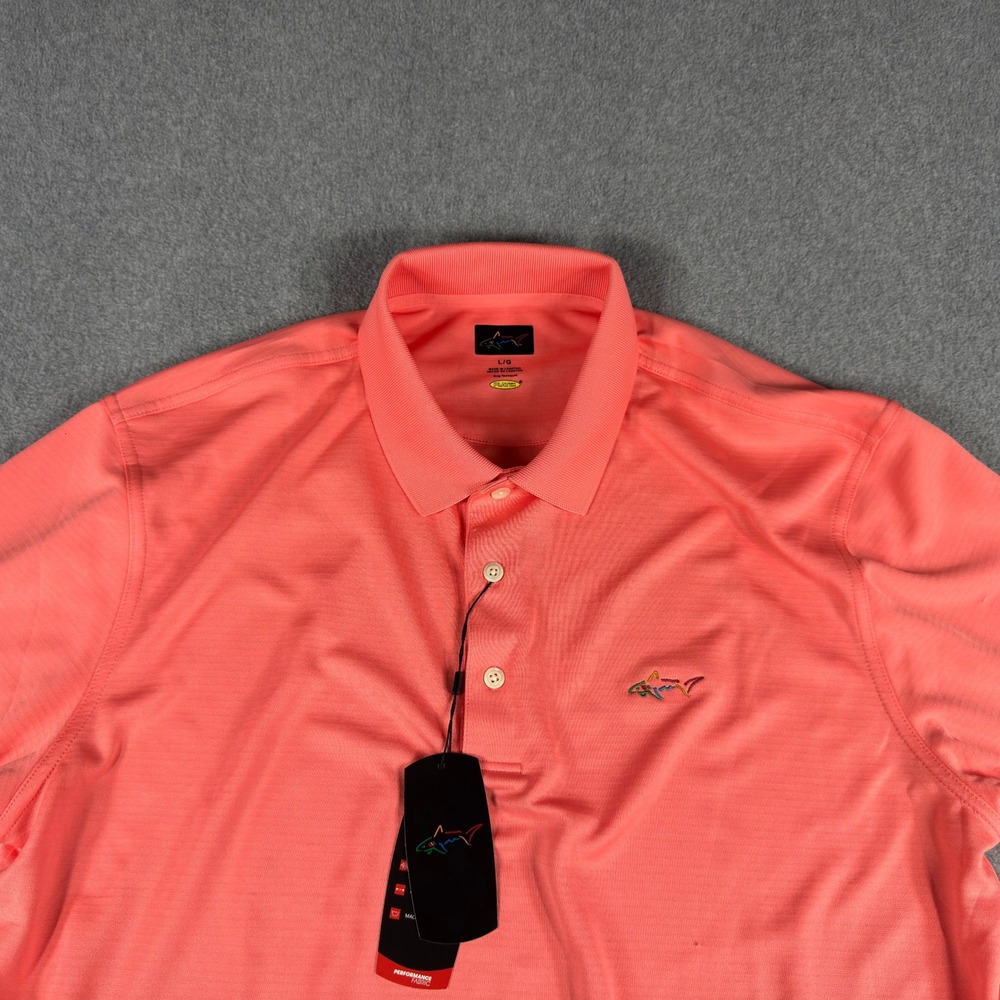 Greg Norman Play Dry Polo Shirt Men's L Pink Golf Performance NWT